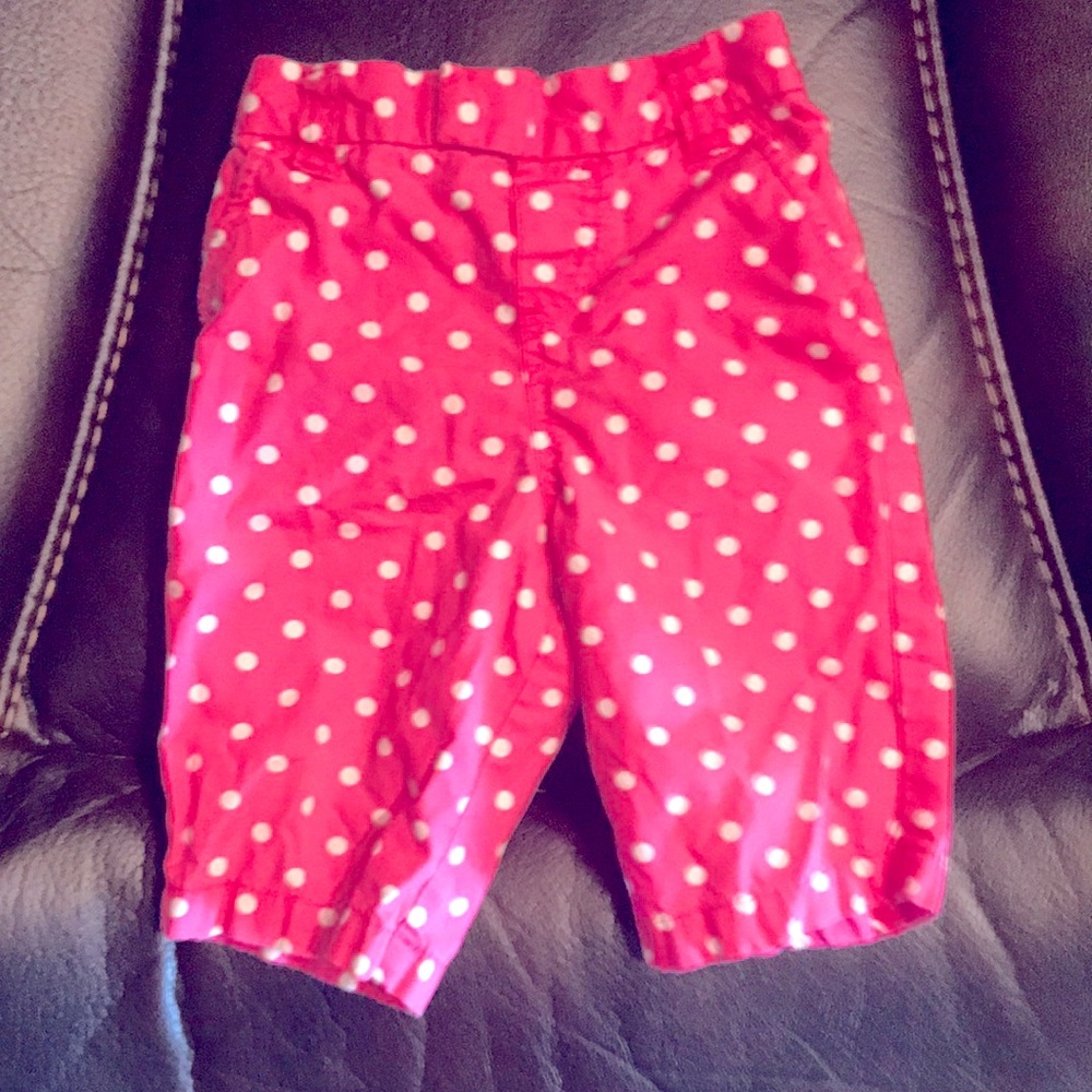 Pink with white polka dots